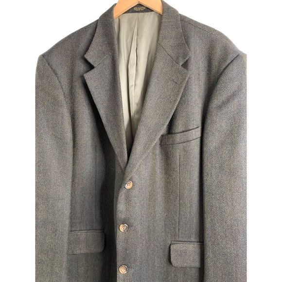 VTG 80s Oscar De La Renta Green Herringbone Wool Blazer 46R Colombia 8901 - Picture 6 of 12